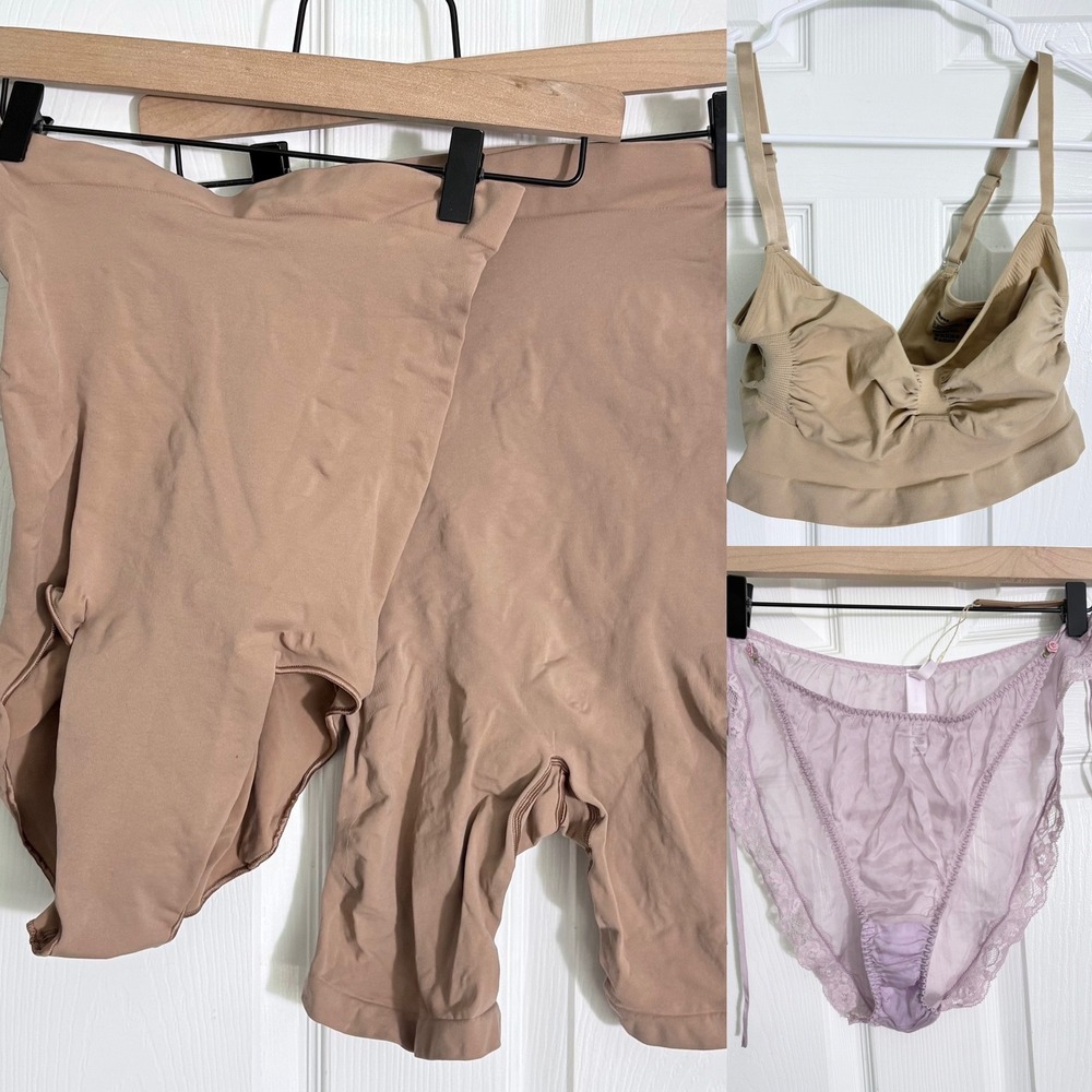 SKIMS Shapewear Lingerie Bundle 2X Iris Beige Shorts Brief Bralette Bikini 4pc